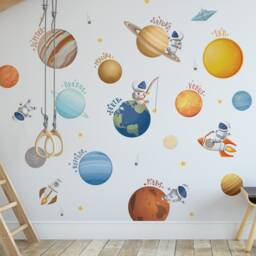 Solar System Wall Stickers Planets Astronauts Nursery Decals Children's Room Decor Cosmic Ceiling Kids - thumbnail 2