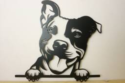 Staffordshire Bull Terrier Metal Wall Art, Rustic Black Steel Dog Portrait