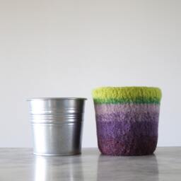 Wool Planter - Felted Cactus Or Houseplant Plant Pot With Waterproof Lining Textile Art Pink Spring Inspired Home Decor - thumbnail 4