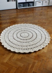 Beige Crochet Cotton Rug Round Scandinavian Style Doily Mat