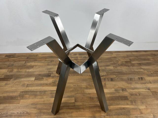 "Metal Dining Table Base , 28"" Square Steel Pedestal Base, Customizable Height 26"" - 30" - image 1