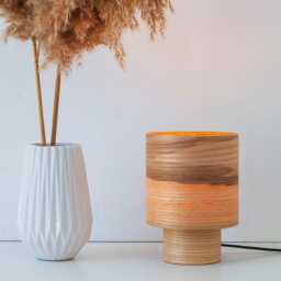 Rustic Olive Wood Table Lamp, Farmhouse Bedside Lamp Decor, Wooden Desk - thumbnail 3