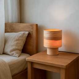 Rustic Olive Wood Table Lamp, Farmhouse Bedside Lamp Decor, Wooden Desk - thumbnail 2