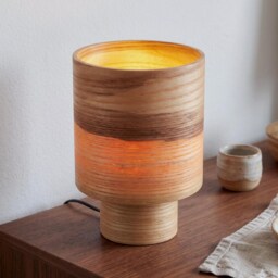 Rustic Olive Wood Table Lamp, Farmhouse Bedside Lamp Decor, Wooden Desk - thumbnail 4