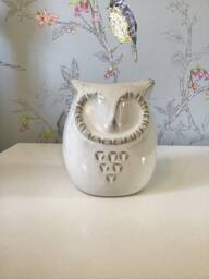 Ceramic Owl Ornament - Bird Figurine Shelf Sitter Book Home Decor House Warming New Birthday Gift - thumbnail 1