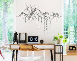 Geometric Mountain & Sun Wall Decal - Decal, Arrows Mountains Nursery, Gift For Him, Man - thumbnail 1