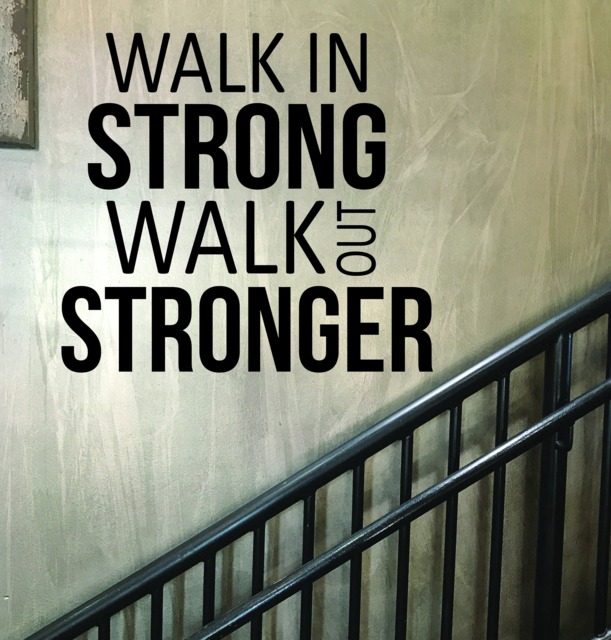 Gym Entrance Sign, Wall Decal, Fitness Sticker, Walk in Strong Out Stronger - image 1