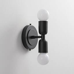 Luna Duo Black Wall Sconce - Mid Century Industrial Modern 2-Light Lamp For & Ceiling Vanity Mirror & Bathroom Lighting - thumbnail 3