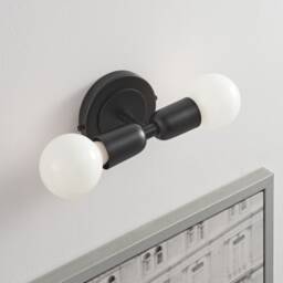 Luna Duo Black Wall Sconce - Mid Century Industrial Modern 2-Light Lamp For & Ceiling Vanity Mirror & Bathroom Lighting - thumbnail 2