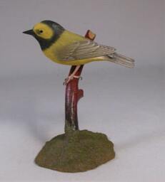 Hooded Warbler Bird Carving Wood - thumbnail 1
