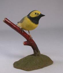 Hooded Warbler Bird Carving Wood - thumbnail 2
