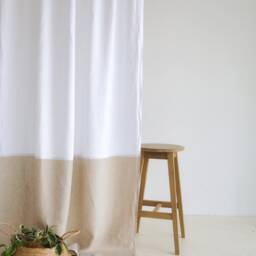 Linen Color Block Curtain Panels Semi-Sheer Rod Pocket Curtains - Set Of 2 - thumbnail 3