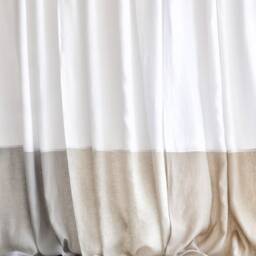 Linen Color Block Curtain Panels Semi-Sheer Rod Pocket Curtains - Set Of 2 - thumbnail 2