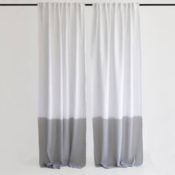 Linen Color Block Curtain Panels Semi-Sheer Rod Pocket Curtains - Set Of 2