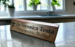 Personalized Wooden Desk Name Plates 10 Inch Solid Walnut Wood, Custom Engraved With The Text Of Your Choice Wooden Sign - thumbnail 1