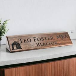 Personalized Wooden Desk Name Plates 10 Inch Solid Walnut Wood, Custom Engraved With The Text Of Your Choice Wooden Sign - thumbnail 4