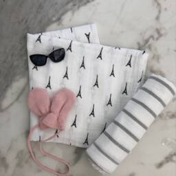 Jeni & Jane Muslin Cotton Paris Baby Swaddle Blankets Set Of 2 - thumbnail 4