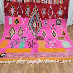 Handmade Moroccan Wool Rug - Colorful Bohemian Style Carpet - thumbnail 3