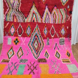 Handmade Moroccan Wool Rug - Colorful Bohemian Style Carpet - thumbnail 2