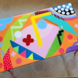 Funky Abstract Epoxy Resin Coffee Table Colorful Boho Decor - thumbnail 2