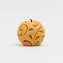 Natural Cast Ball Candle, Hand-Poured Home Accent, Handmade Beeswax Holiday Decor - thumbnail 2