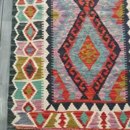 Afghan Kilim Rug, Handmade Artisan Turkish Persian Navajo Moroccan Bohemian Flatweave, Traditional Natural Wool Dhurrie Rug 143x95 cm - thumbnail 2