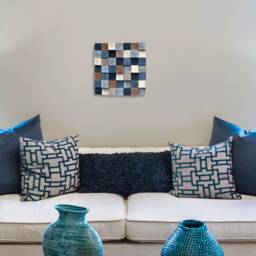 Geometric Wood Mosaic Wall Art Asymmetrical Scandinavian Decor - thumbnail 2