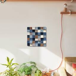 Geometric Wood Mosaic Wall Art Asymmetrical Scandinavian Decor - thumbnail 3