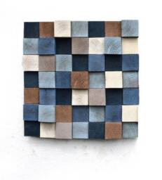 Geometric Wood Mosaic Wall Art Asymmetrical Scandinavian Decor - thumbnail 1