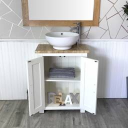 Bathroom Vanity Unit Painted White - Travertine Top Ceramic Basin Choice 310Pttcbc - thumbnail 2