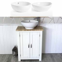 Bathroom Vanity Unit Painted White - Travertine Top Ceramic Basin Choice 310Pttcbc