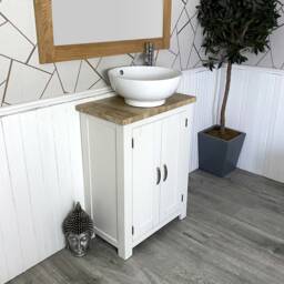 Bathroom Vanity Unit Painted White - Travertine Top Ceramic Basin Choice 310Pttcbc - thumbnail 3