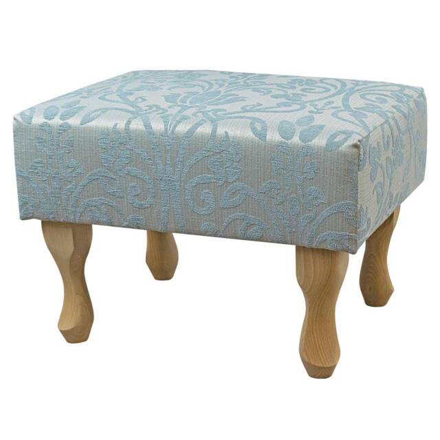 Handmade Blue Medallion Footstool - Small Stool Upholstered British Bespoke Made - image 1