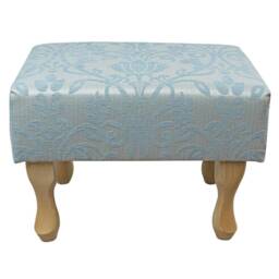 Handmade Blue Medallion Footstool - Small Stool Upholstered British Bespoke Made - thumbnail 2