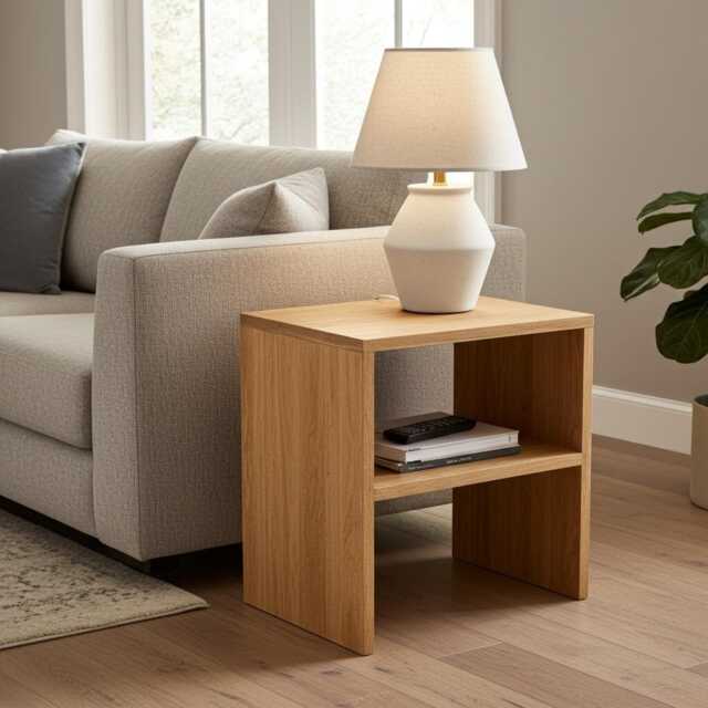 Handcrafted American Oak Side Table - Bedside Cabinet End - image 1
