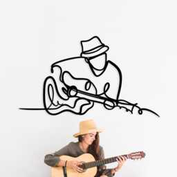 Guitarist Metal Wall Art, Modern One Line Style, Music Room Decor, Unique Birthday Gift