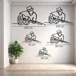 Guitarist Metal Wall Art, Modern One Line Style, Music Room Decor, Unique Birthday Gift - thumbnail 3