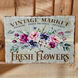 Rustic Flower Market Metal Sign - Farmhouse Wall Decor - thumbnail 3