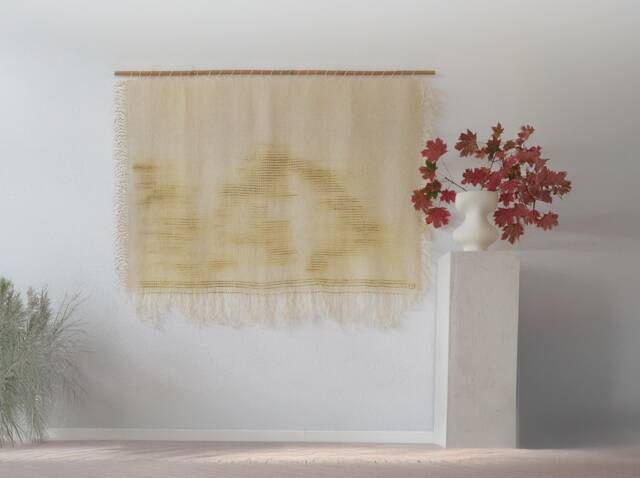 Woven Wall Hanging - Handmade Tapestry Minimalist Handwoven Green Neutral Fiber For Bedroom O'mua Verde - image 1