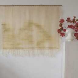 Woven Wall Hanging - Handmade Tapestry Minimalist Handwoven Green Neutral Fiber For Bedroom O'mua Verde - thumbnail 3