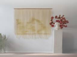Woven Wall Hanging - Handmade Tapestry Minimalist Handwoven Green Neutral Fiber For Bedroom O'mua Verde