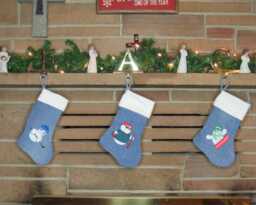 Denim Stocking, Embroidered Flannel Rustic Christmas Holiday Kid's Stocking