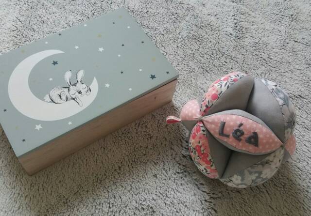 Montessori-style Grasping Ball With Bells in Liberty Wiltshire & Mitsi - Personalised Your Little One's First Name - image 1
