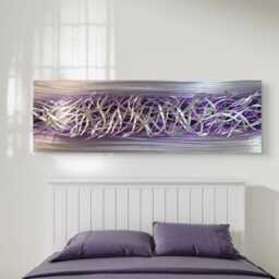 Modern Abstract Metal Wall Art, Purple & Silver, R Toomer Art - thumbnail 1