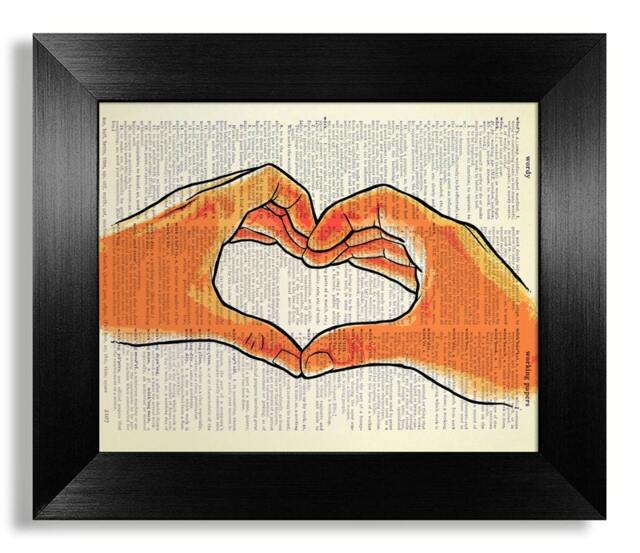 Love Wall Art, Girlfriend Gift, Gift For Girlfriend, Girlfriend Love Poster, Room Decor, Heart Painting, Hands Art