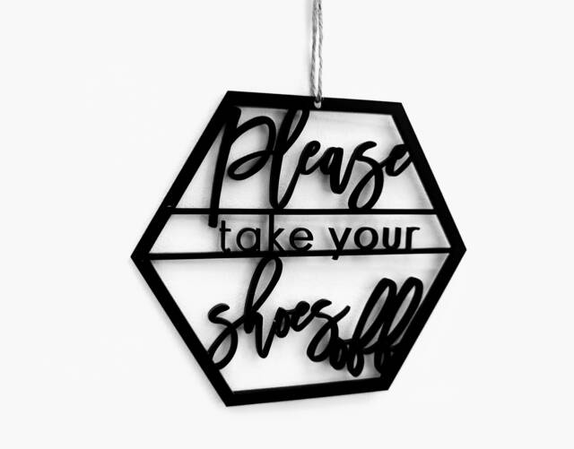 Please Take Your Shoes Off Sign, Modern Wall Decor. Plaque For Shoes Offa - image 1