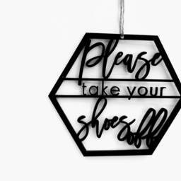Please Take Your Shoes Off Sign, Modern Wall Decor. Plaque For Shoes Offa - thumbnail 3