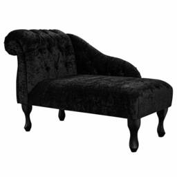Handmade Black Velvet Mini Chaise Longue Small Sofa Daybed - thumbnail 1