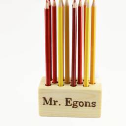 Personalized Wooden Pencil Holder - Pen Desk Decor Wood Wooden Office Organizer - thumbnail 3