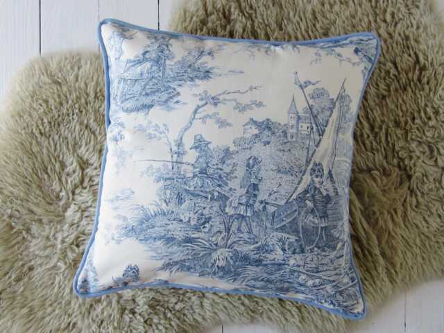Blue Toile De Jouy Cushion Cover, Classic French Cotton Fabric For Timeless Interiors - image 1